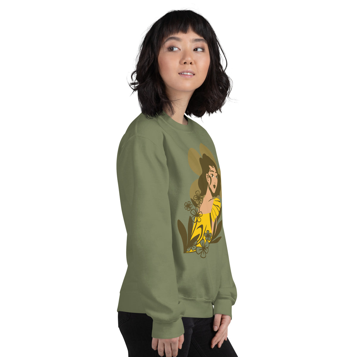 Golden Grace - Elegant Floral Sweatshirt - - Sweatshirts