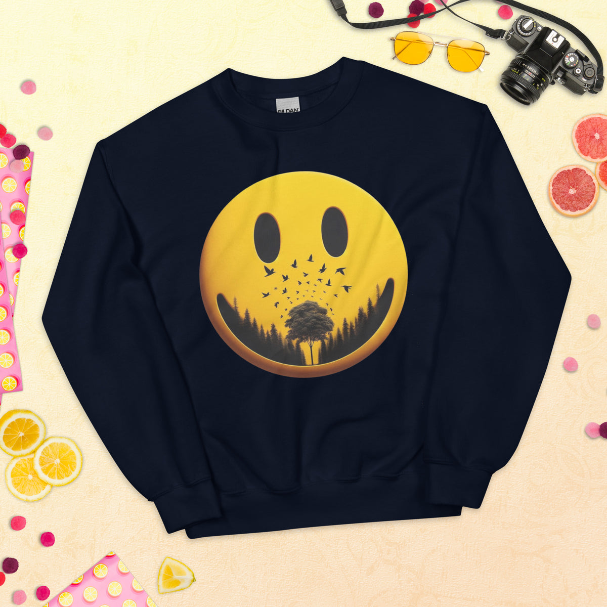 Nature's Embrace - The Happy Face Sweatshirt" - - Sweatshirts