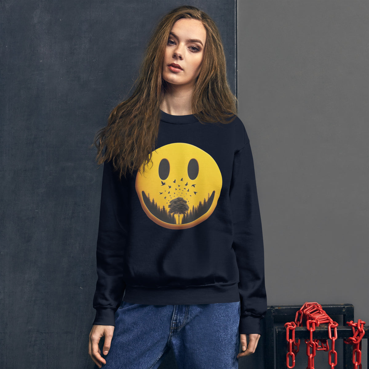 Nature's Embrace - The Happy Face Sweatshirt" - - Sweatshirts