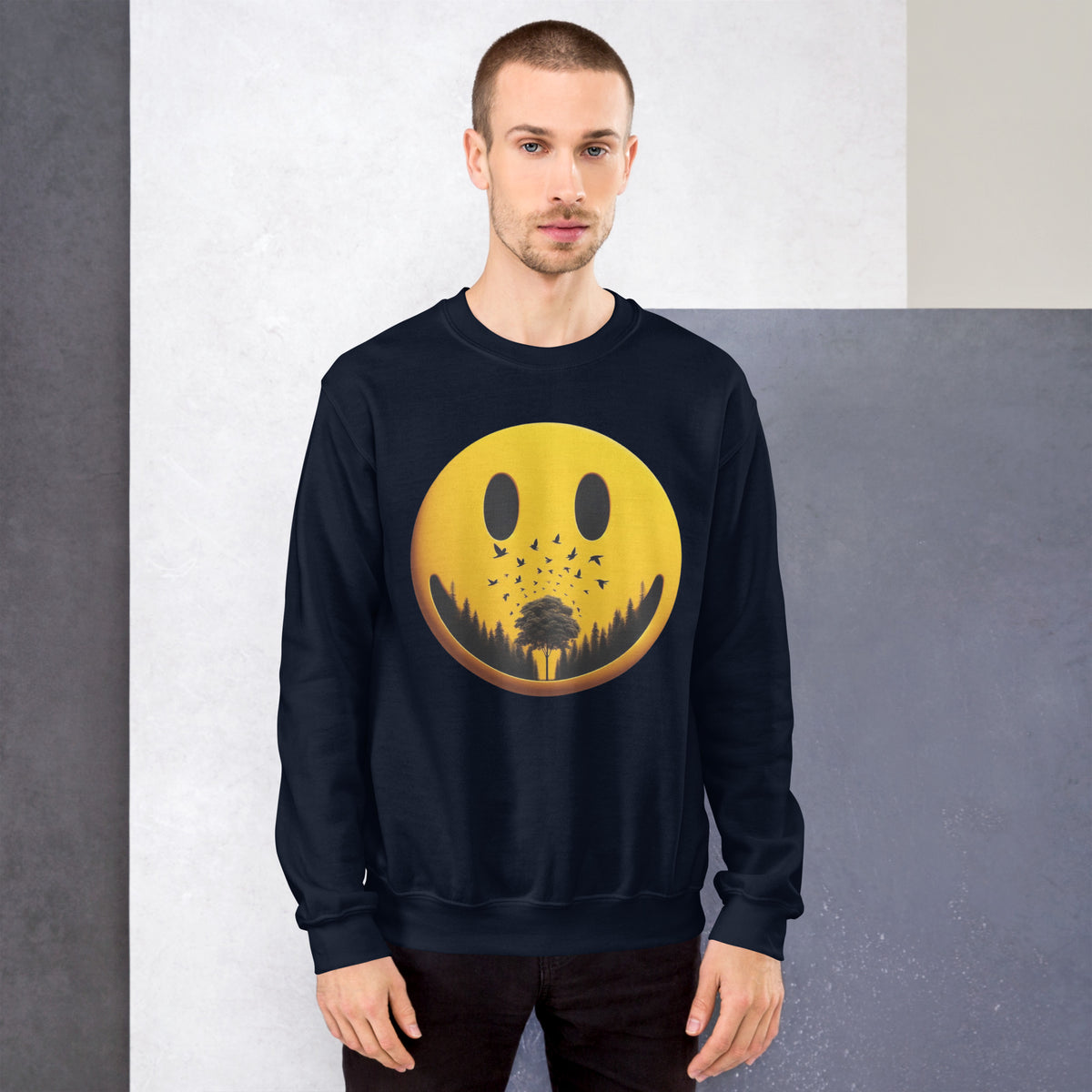 Nature's Embrace - The Happy Face Sweatshirt" - - Sweatshirts