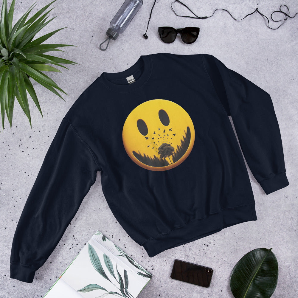 Nature's Embrace - The Happy Face Sweatshirt" - - Sweatshirts