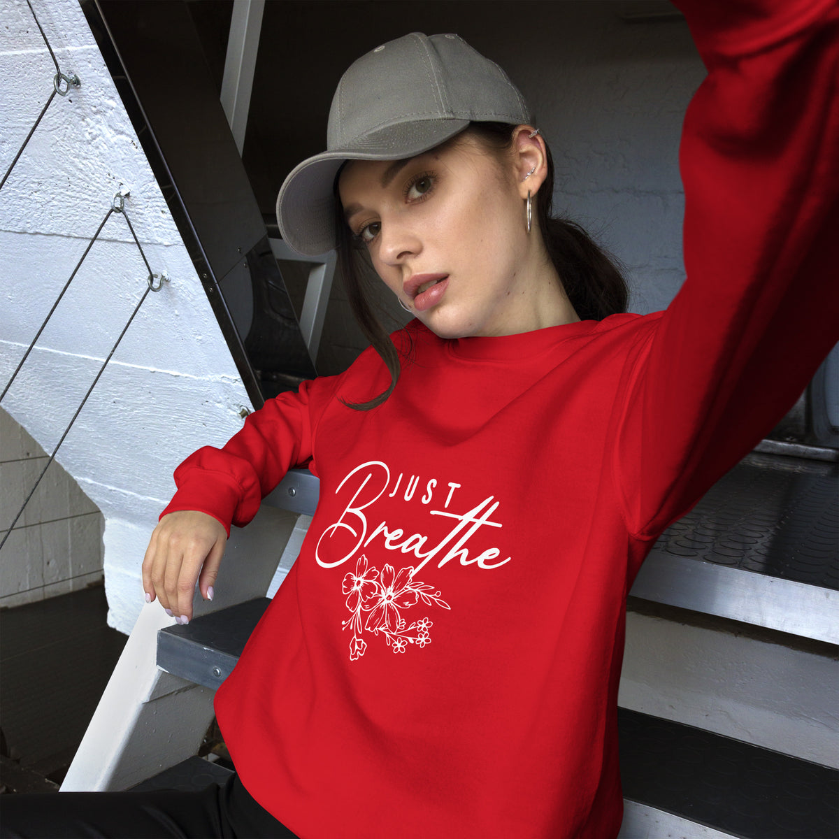 Floral Unisex Sweatshirt - Red - Sweatshirts