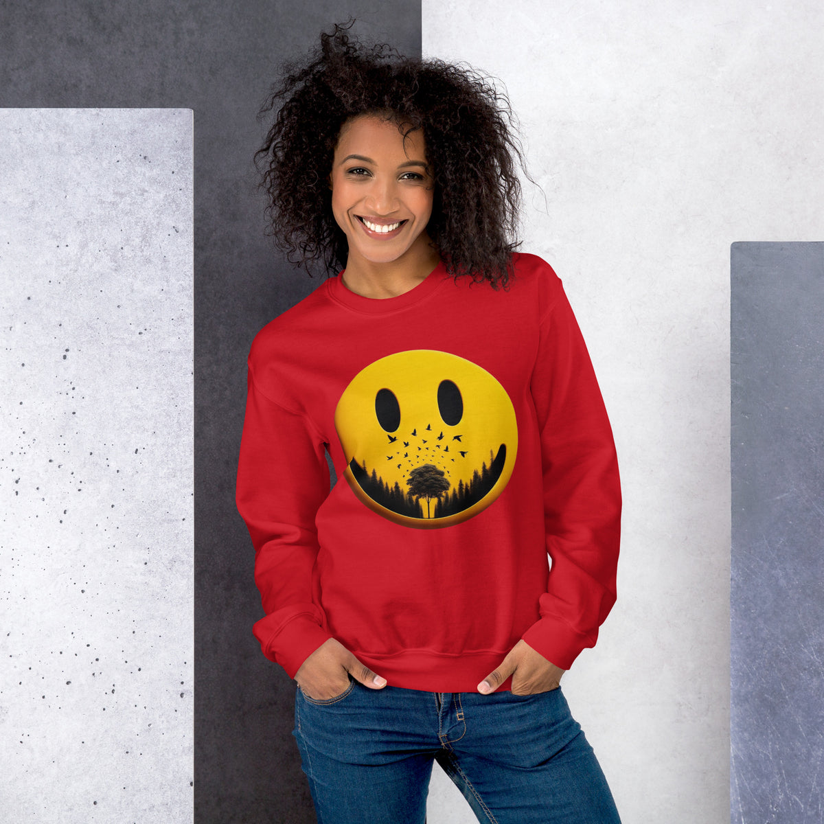 Nature's Embrace - The Happy Face Sweatshirt" - - Sweatshirts