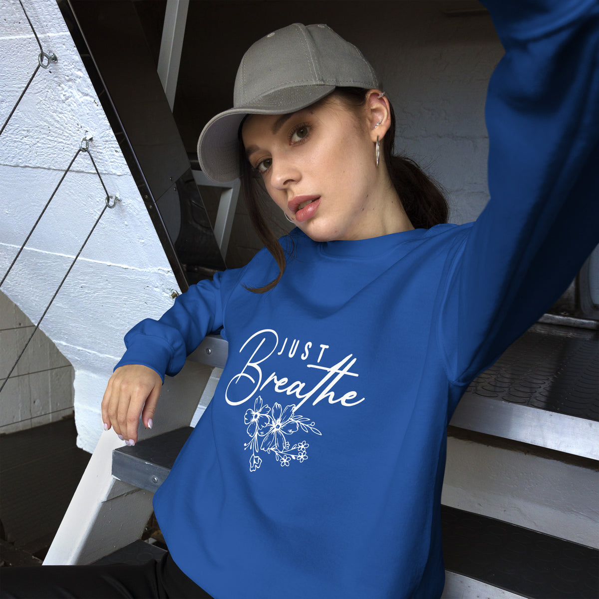 Floral Unisex Sweatshirt - Royal - Sweatshirts