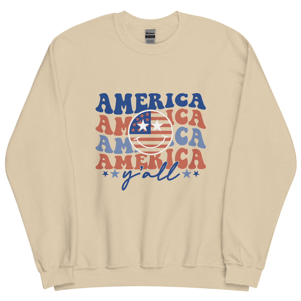 Stars & Stripes - USA Smiley Face Sweatshirt - -