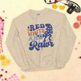 Red, White, and Rawr - Unisex Dinosaur Sweatshirt - Sand -