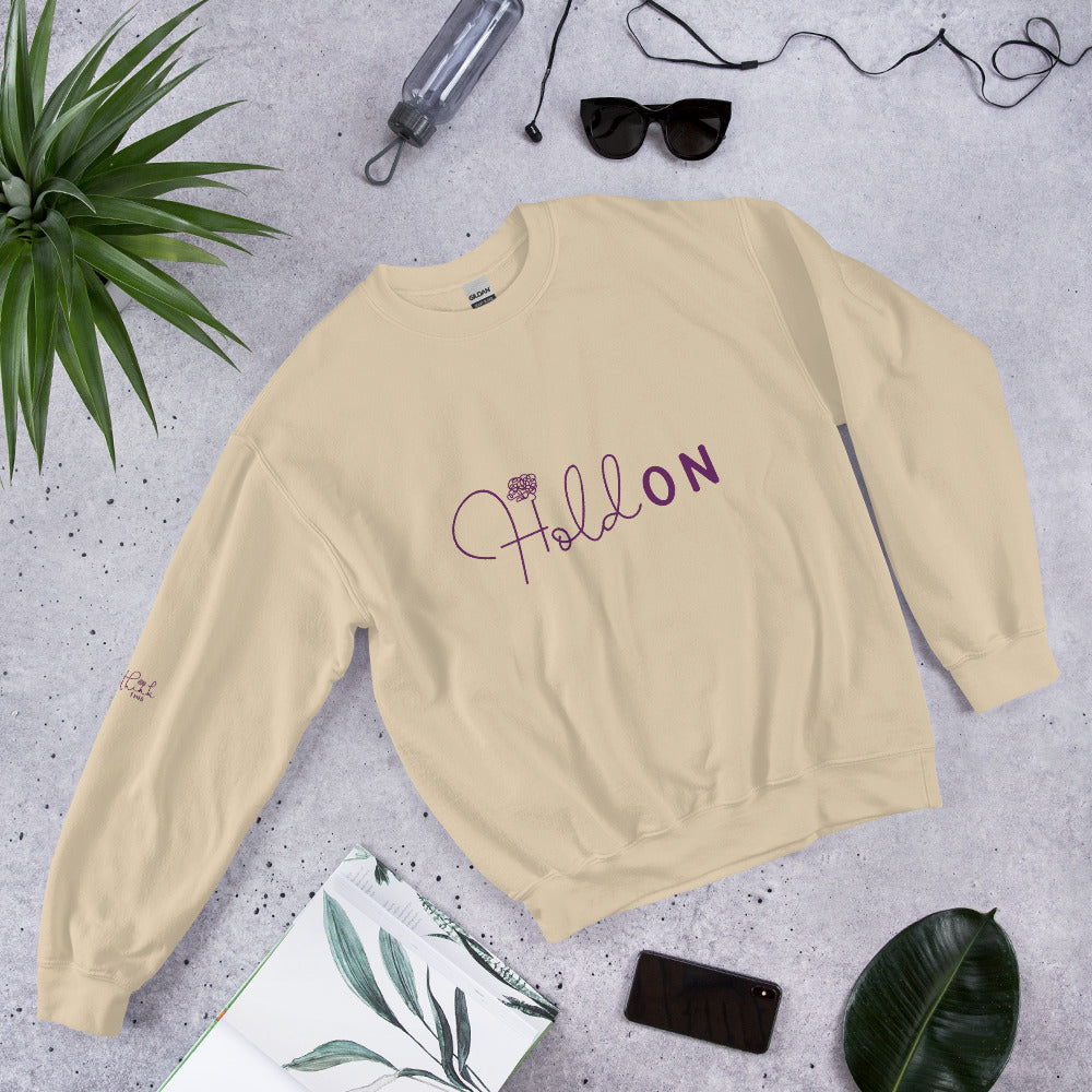 Hold On & Overthink - Cozy Unisex Sweatshirt - Sand -