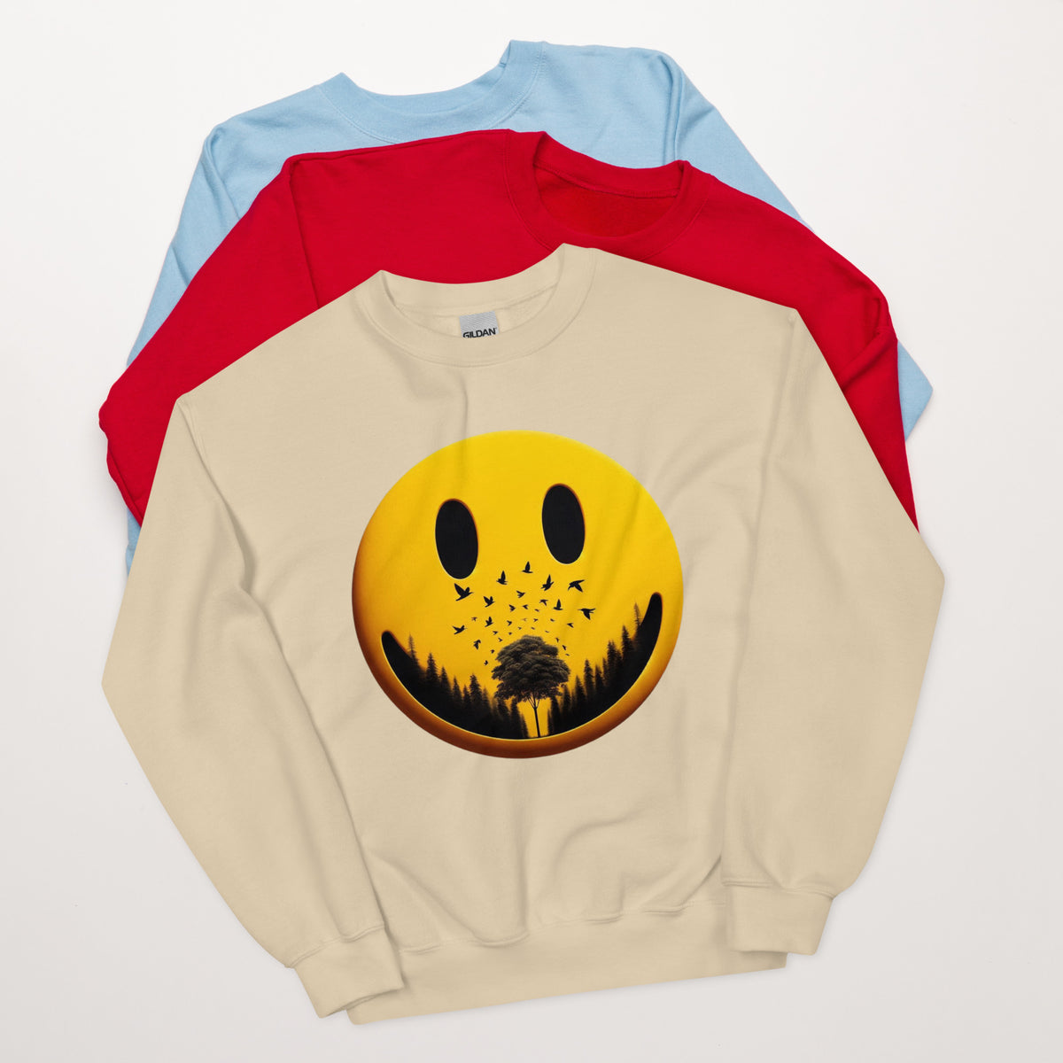 Nature's Embrace - The Happy Face Sweatshirt" - - Sweatshirts