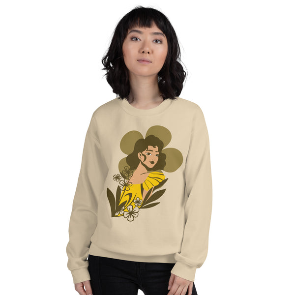 Golden Grace - Elegant Floral Sweatshirt - Sand - Sweatshirts