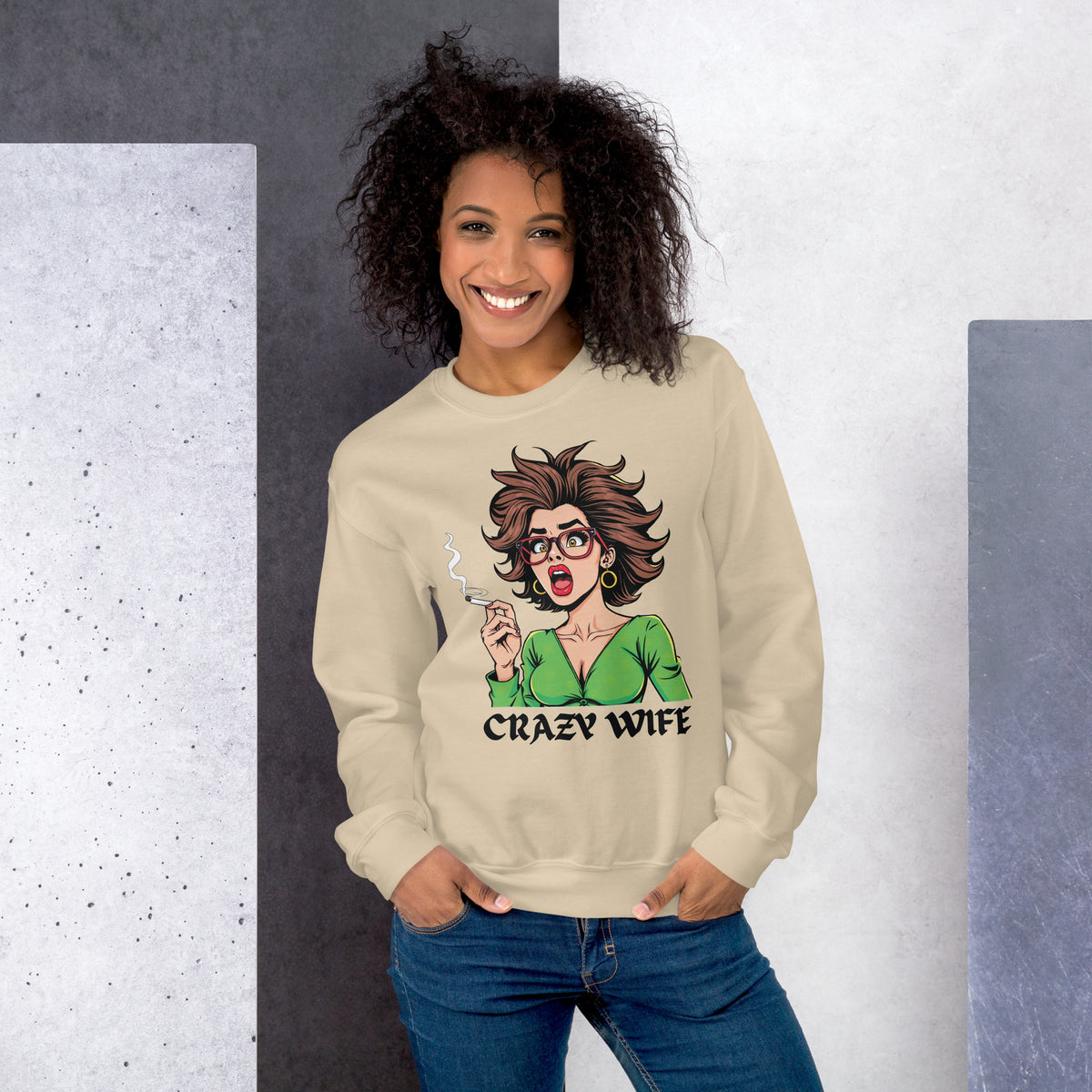 Shock and Style - The Crazy Wife Edition - Sand - Sweatshirts