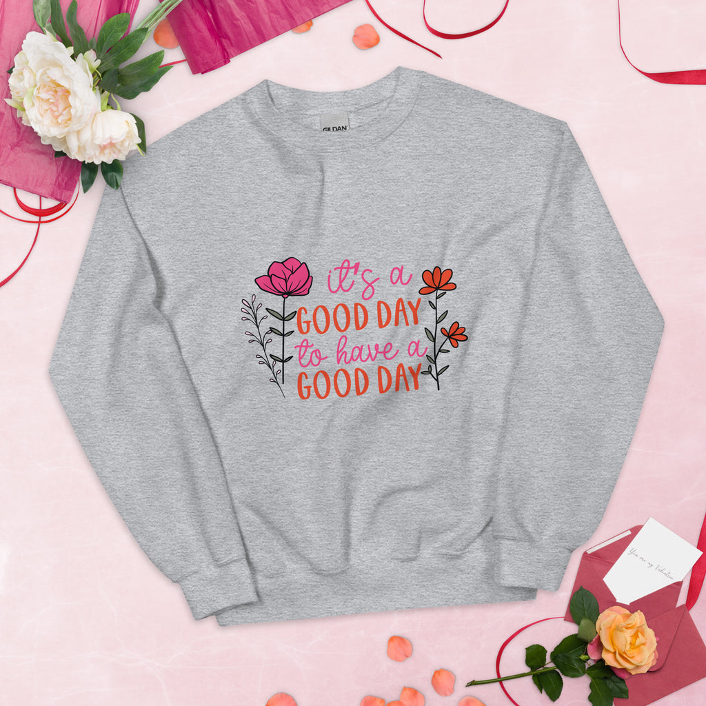 Flower-Powered Good Day Sweatshirt - Sport Grey -