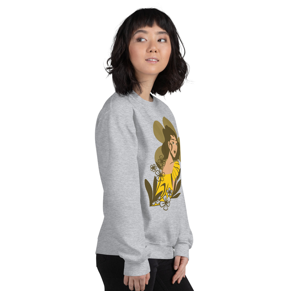 Golden Grace - Elegant Floral Sweatshirt - - Sweatshirts