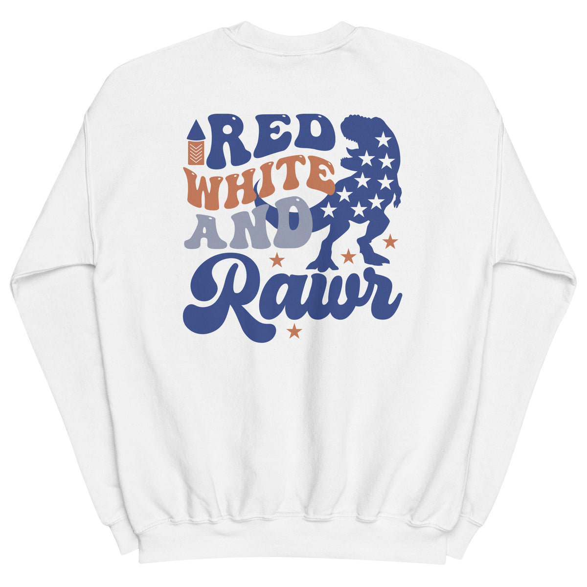 Red, White, and Rawr - Unisex Dinosaur Sweatshirt - -