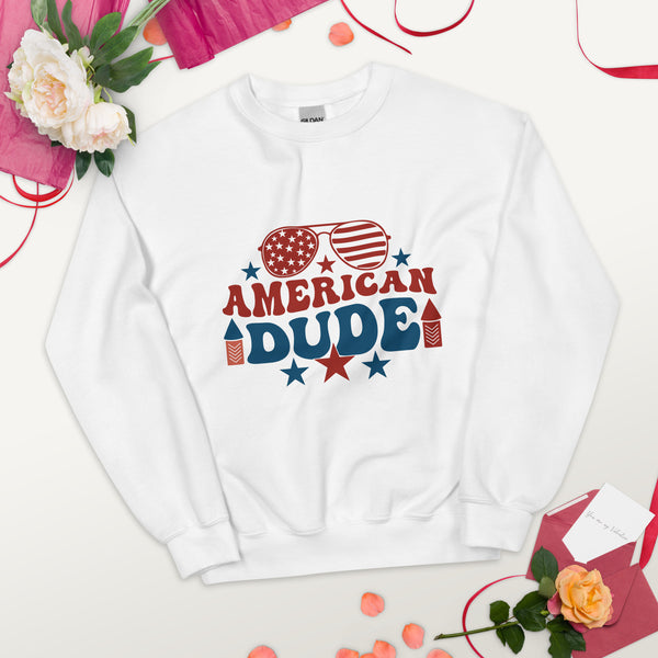 American Dude Unisex Sweatshirt - A Tribute to Memories - White - Sweatshirts