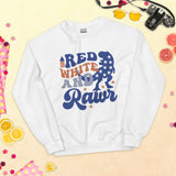 Red, White, and Rawr - Unisex Dinosaur Sweatshirt - White -