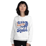 Red, White, and Rawr - Unisex Dinosaur Sweatshirt - -