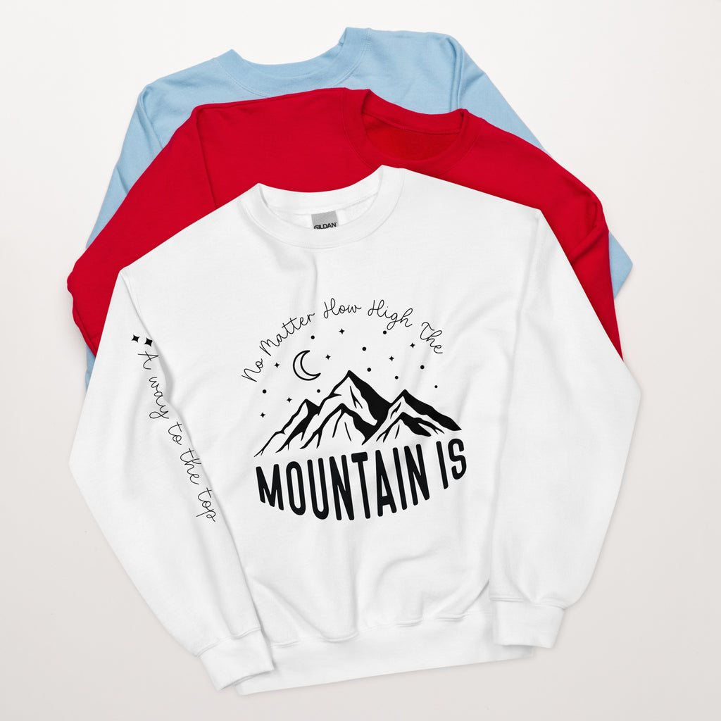 Journey to the Summit - Mountain Moon Unisex Sweatshirt - White -