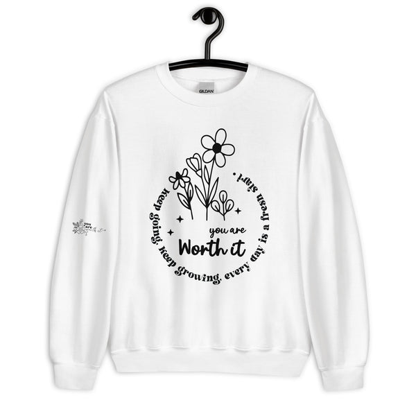 Uplifting Floral Sweatshirt - You Are Worth It - -