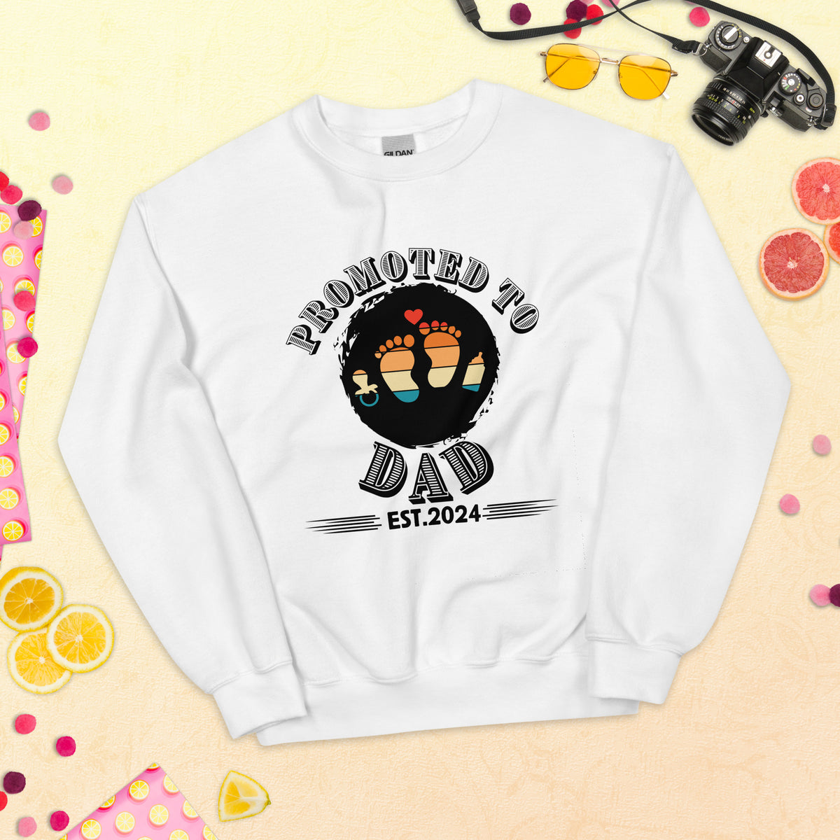 Step into Fatherhood - Embrace the Adventure Sweatshirt - White - Print Material