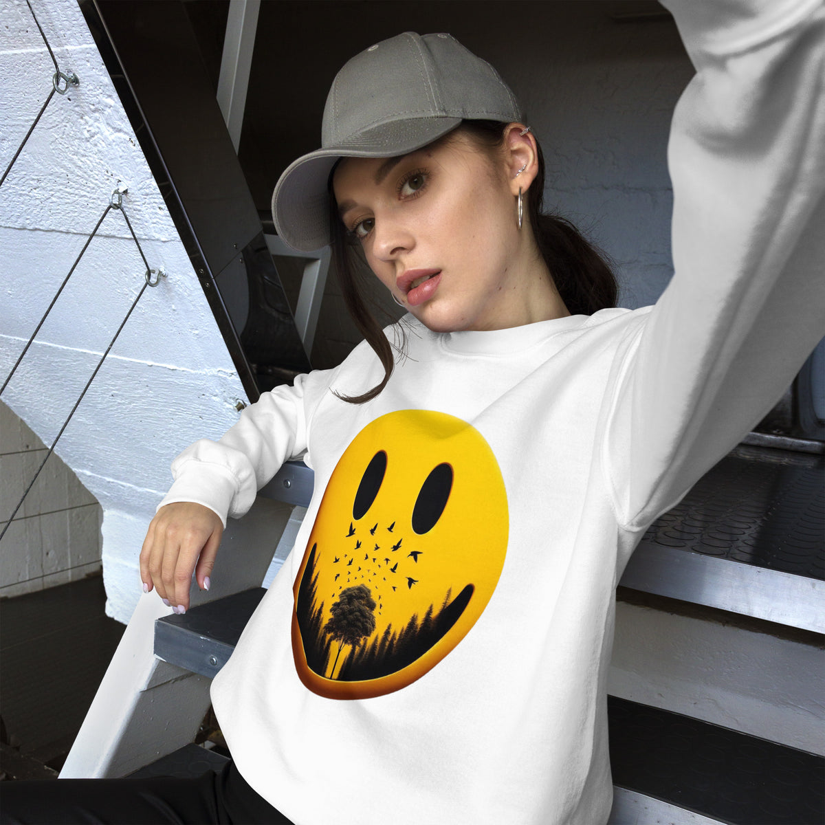 Nature's Embrace - The Happy Face Sweatshirt" - - Sweatshirts