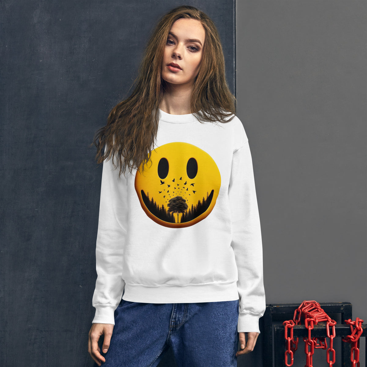 Nature's Embrace - The Happy Face Sweatshirt" - - Sweatshirts