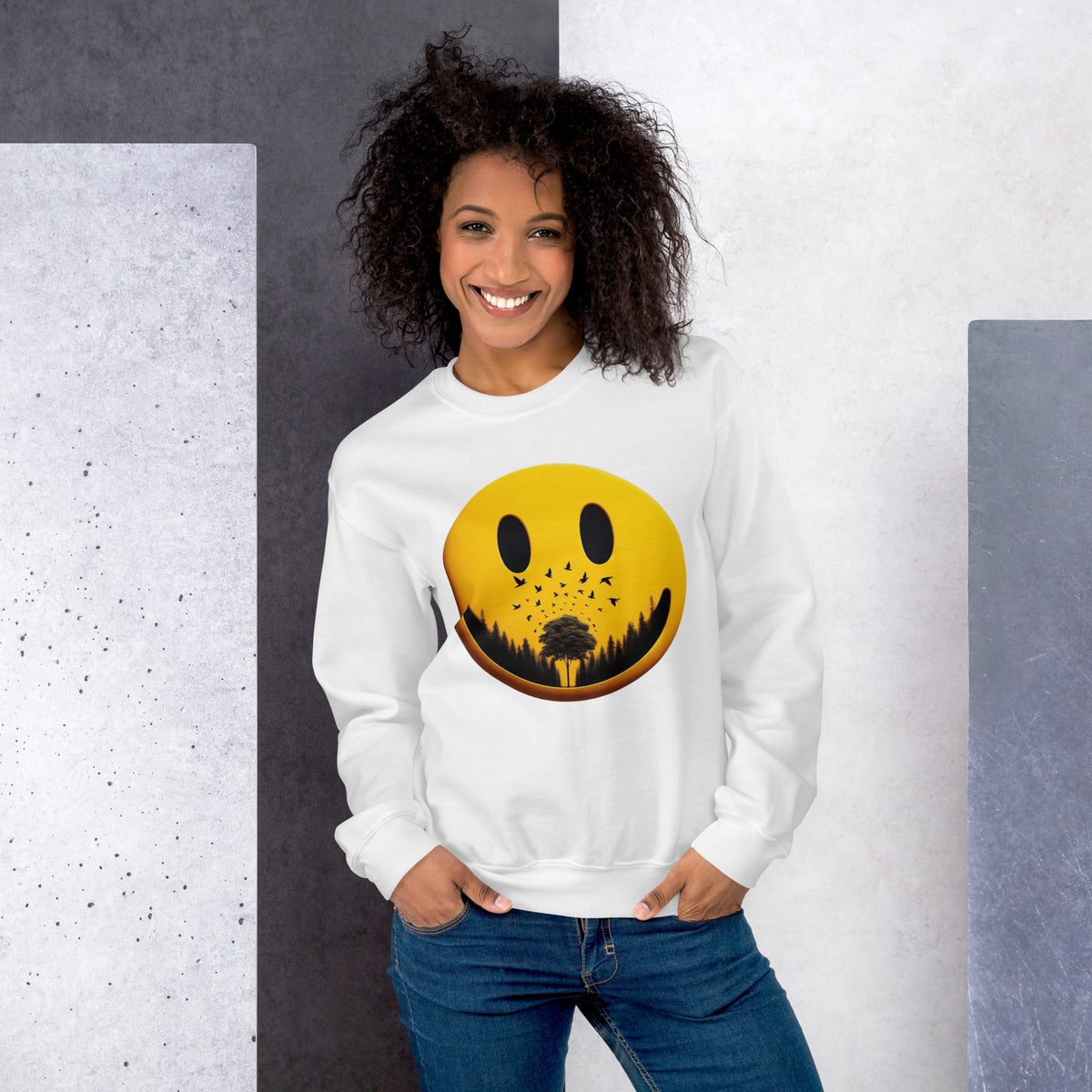 Nature's Embrace - The Happy Face Sweatshirt" - - Sweatshirts