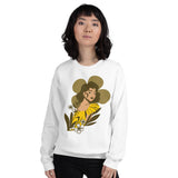 Golden Grace - Elegant Floral Sweatshirt - White - Sweatshirts