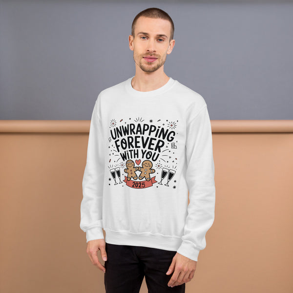 Unwrapping Forever - 2025 New Year Sweatshirt for Your Boyfriend - White - Sweatshirt