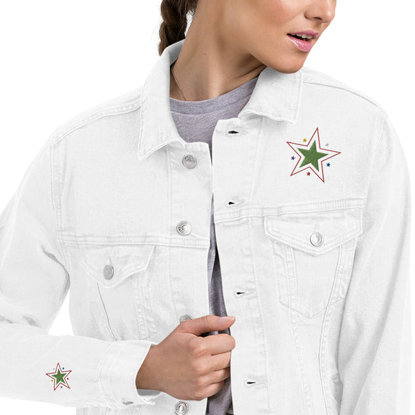 Twinkle Trend - Denim Jacket with Stars - -