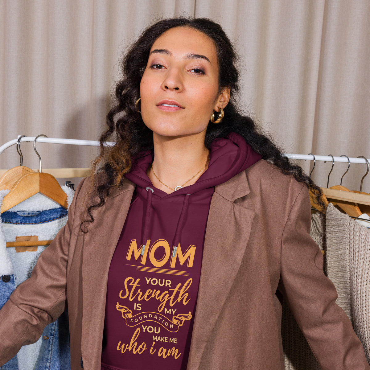 Mom’s Strength - My Foundation - A Loving Tribute - Burgundy - Hoodies