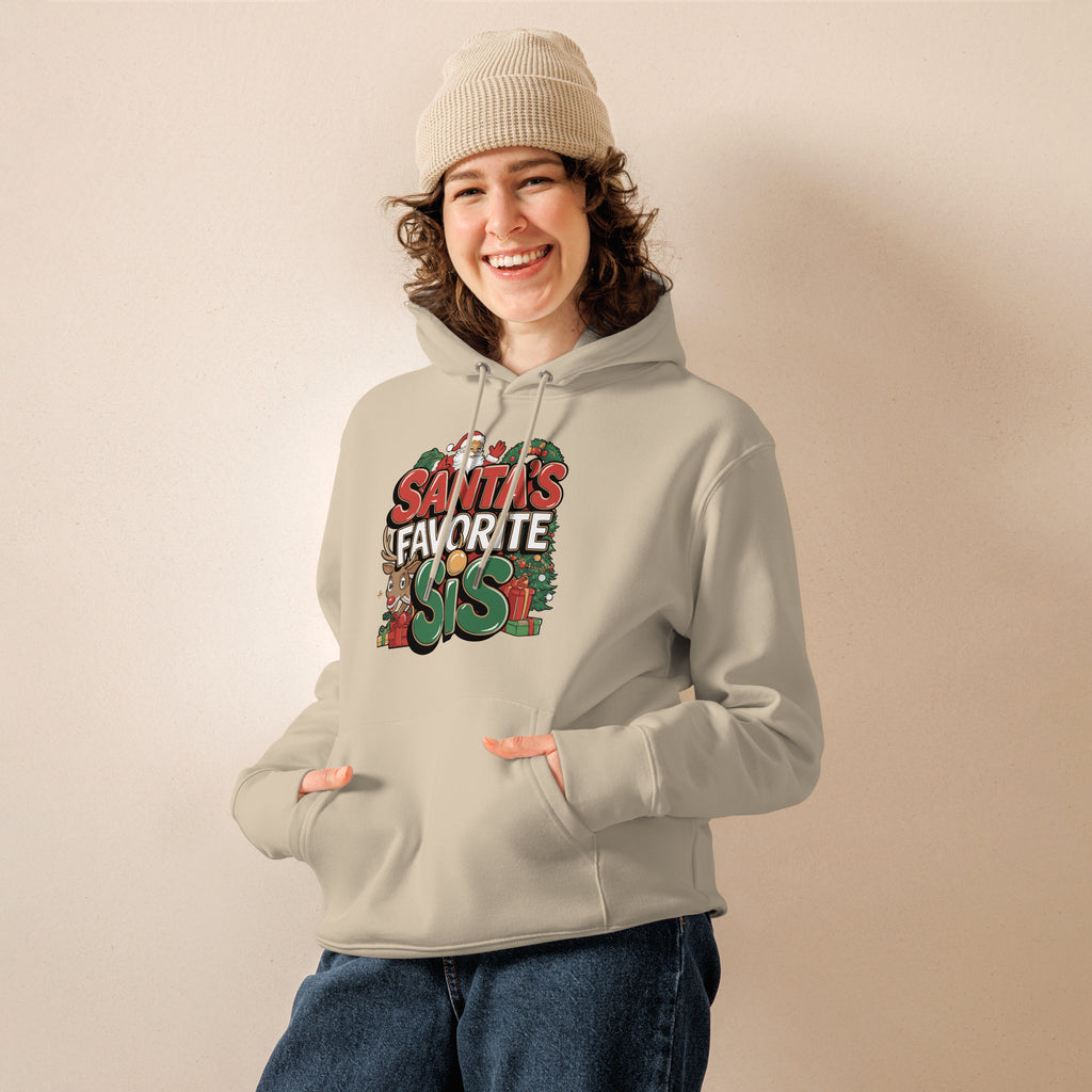 Cheerful Chills - Santa's Favorite Sis Organic Hoodie - Desert Dust - Hoodies