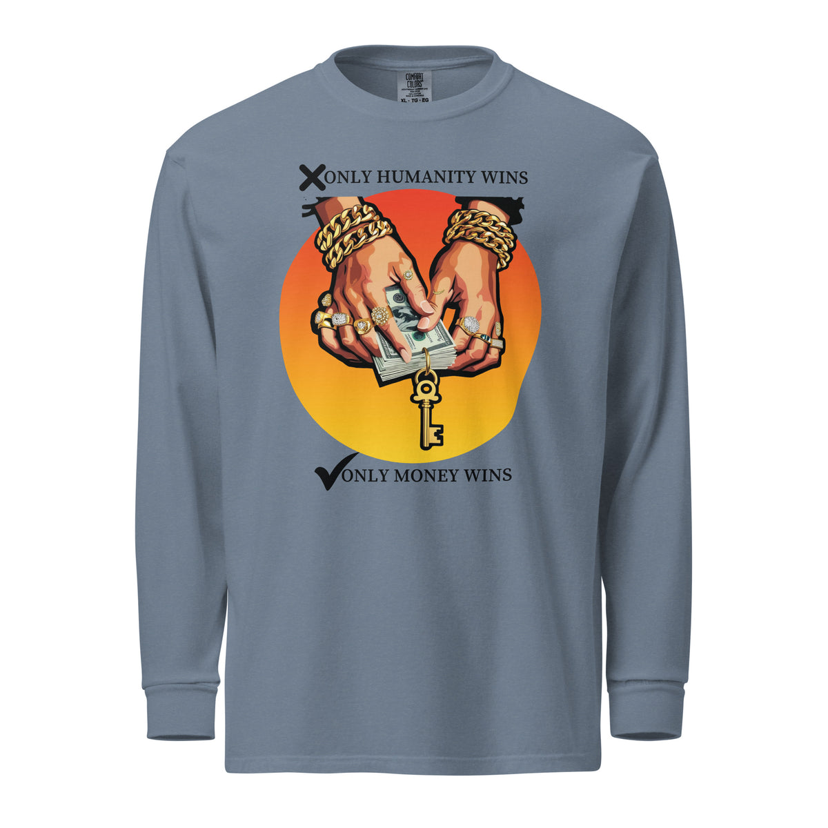 Rich Reflections - Wealth and Humanity's Dance - - Long Sleeve T-shirts