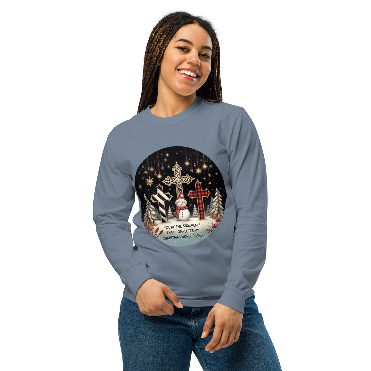 Holiday Magic - Crosses, Snowflakes, and Snowmen - Blue Jean - T-shirts