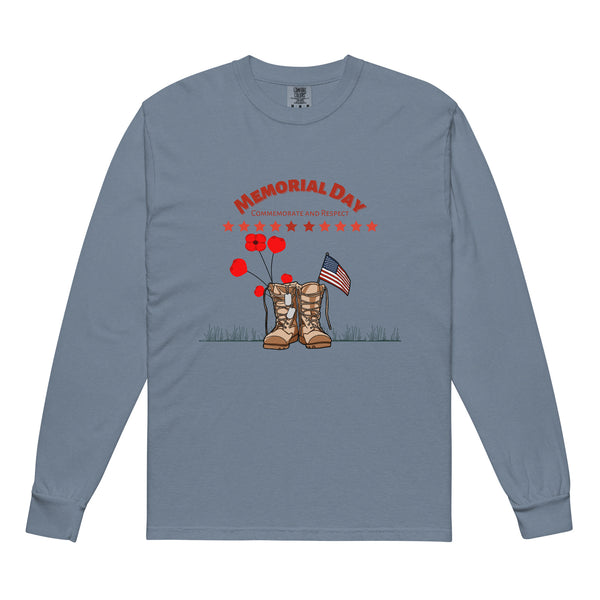 Commemorate & Respect – Memorial Day Tribute Shirt - Blue Jean - Long Sleeve T-shirts