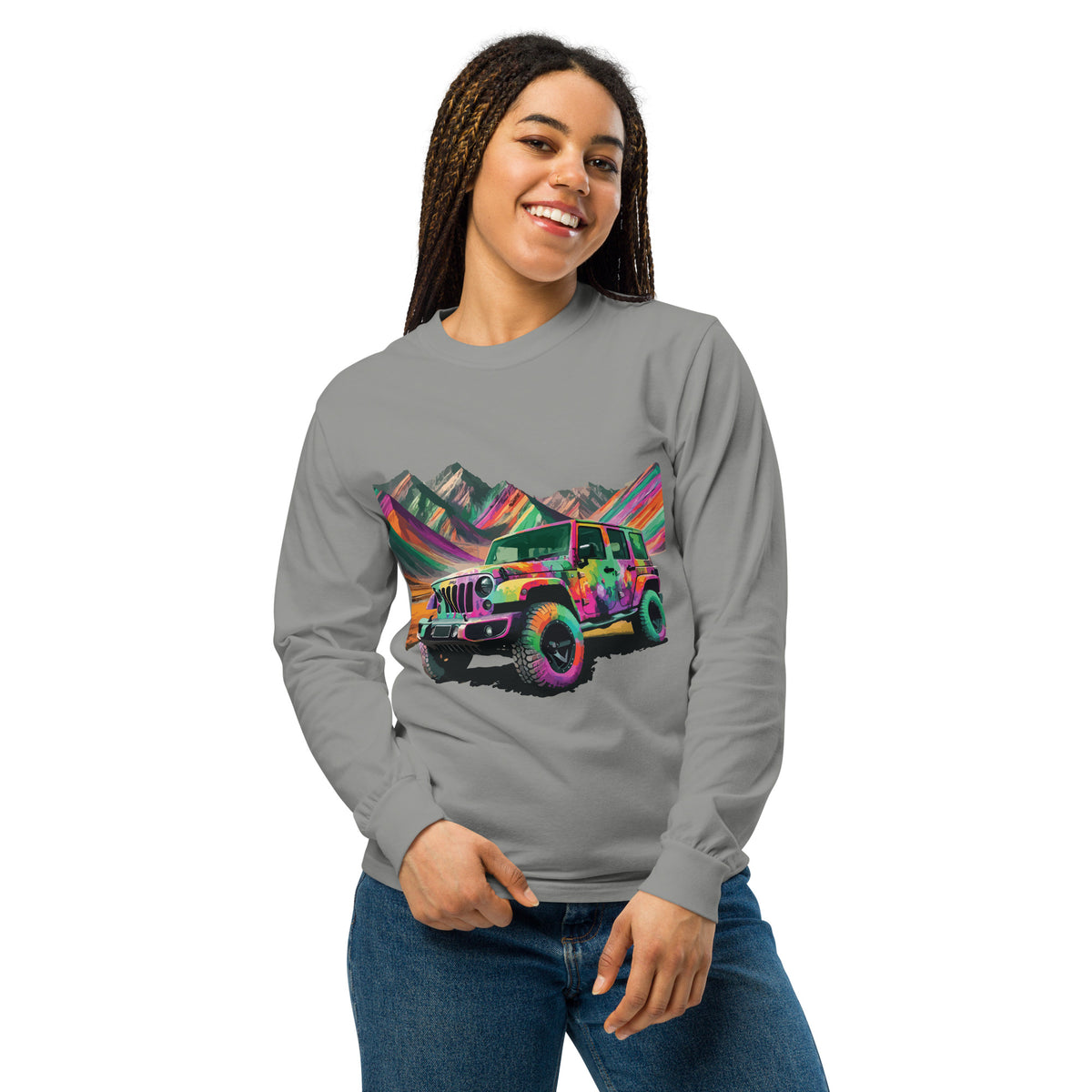 Bold Horizons - Jeep & Mountains Art Tee - Grey - Sweatshirts