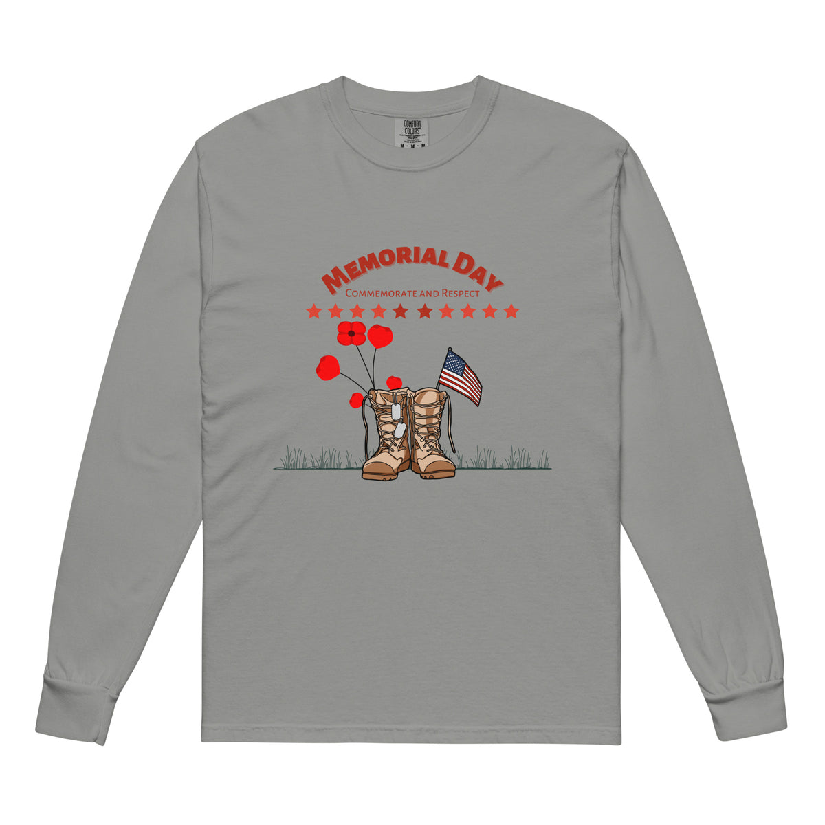 Commemorate & Respect – Memorial Day Tribute Shirt - Grey - Long Sleeve T-shirts