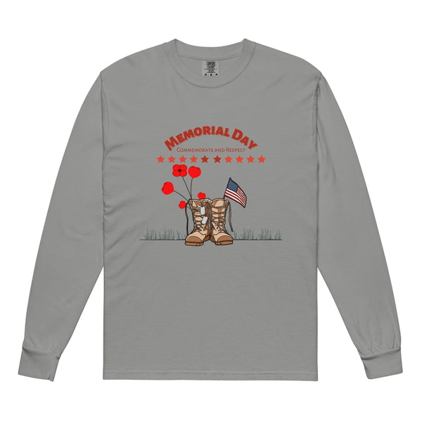 Commemorate & Respect – Memorial Day Tribute Shirt - Grey - Long Sleeve T-shirts