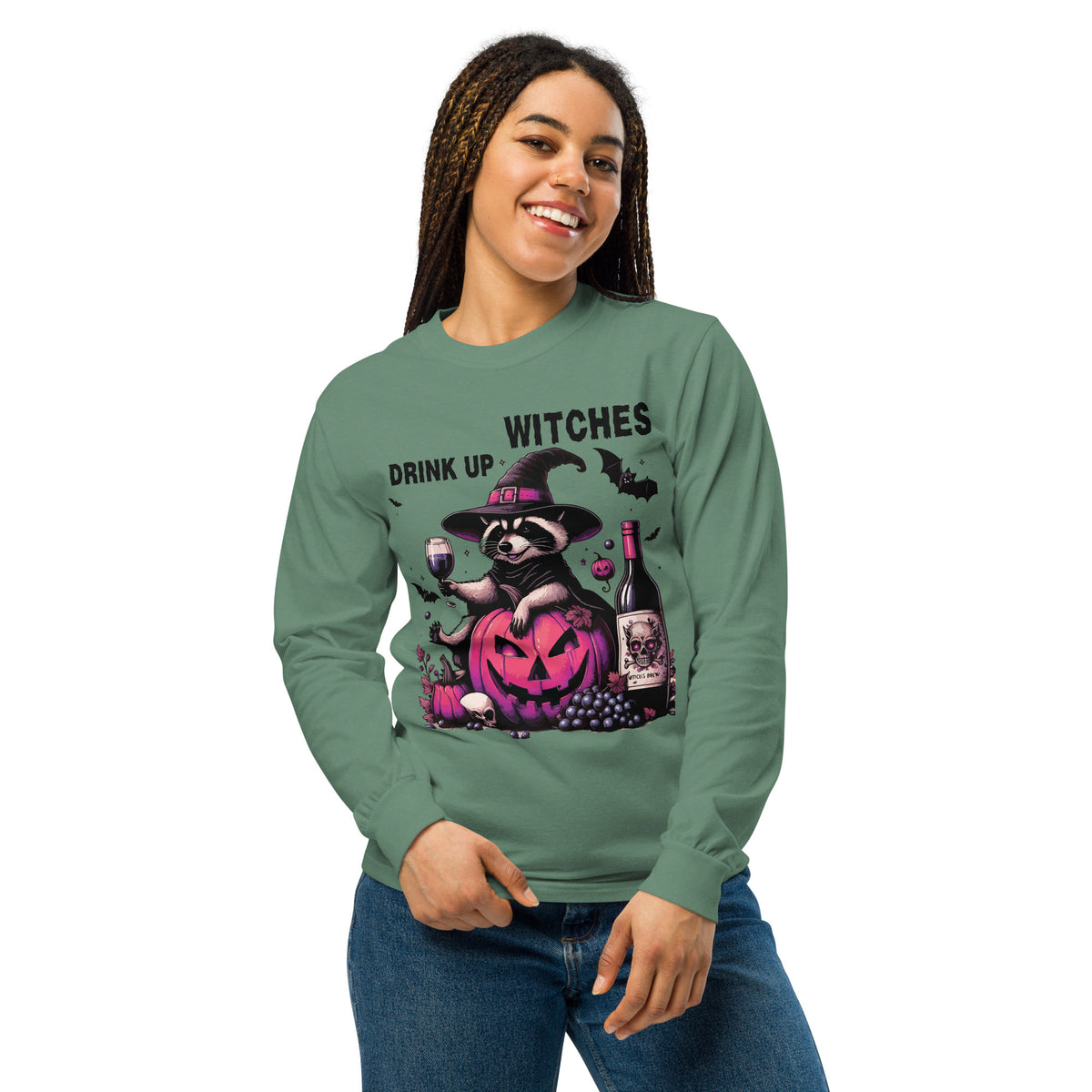 Witchy Whimsy - Halloween Magic in Every Stitch - Light Green - T-shirts