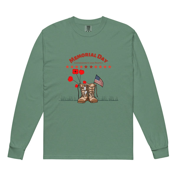 Commemorate & Respect – Memorial Day Tribute Shirt - Light Green - Long Sleeve T-shirts