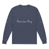 Love, Pray, and Live - Garment Dyed Comfort - Navy - Long Sleeve T-shirts