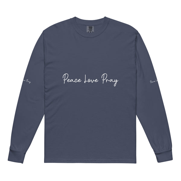 Love, Pray, and Live - Garment Dyed Comfort - Navy - Long Sleeve T-shirts