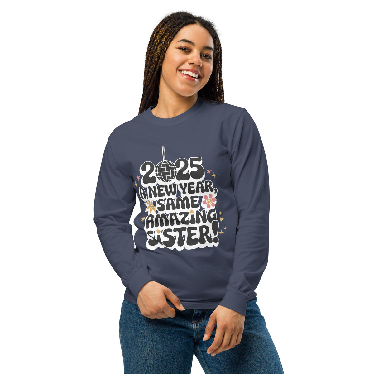 2025: A New Year, Same Amazing Sister! - Navy - Long Sleeve Shirt