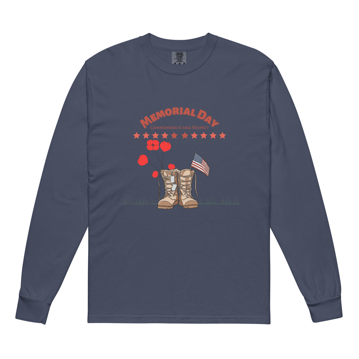 Commemorate & Respect – Memorial Day Tribute Shirt - Navy - Long Sleeve T-shirts