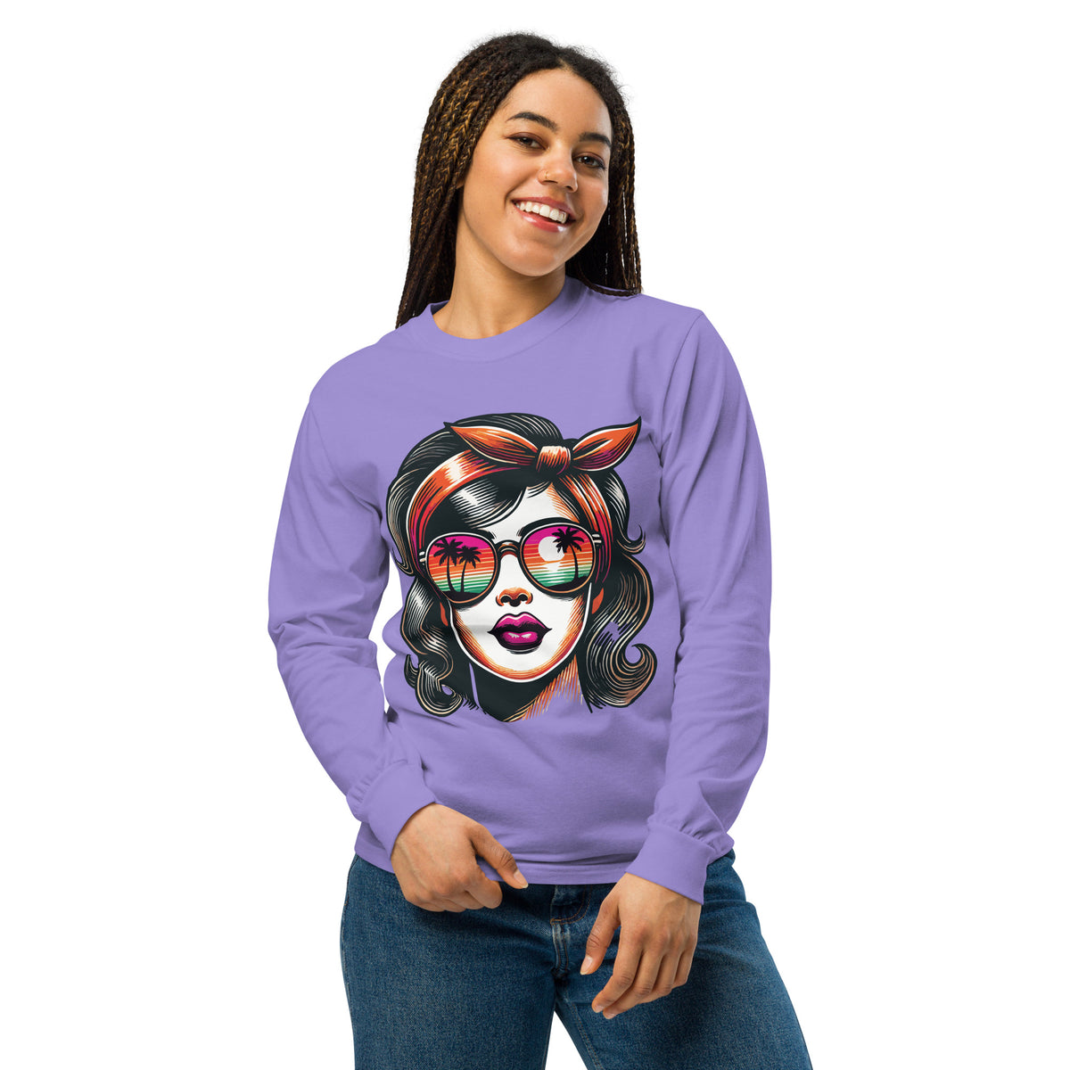 Retro Sunset Vibes - Chic Beach Glam Shirt - Violet - Sweatshirts