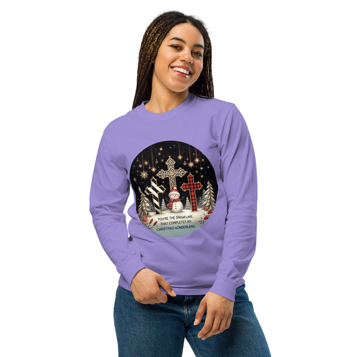 Holiday Magic - Crosses, Snowflakes, and Snowmen - Violet - T-shirts