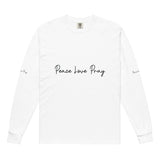 Love, Pray, and Live - Garment Dyed Comfort - White - Long Sleeve T-shirts