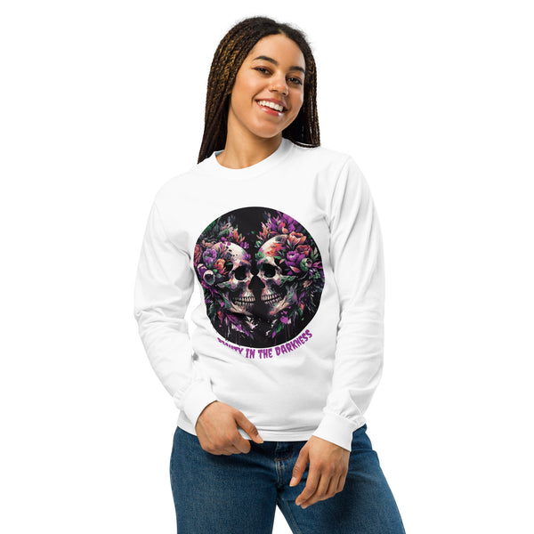 Beauty in the Darkness - A Floral Skull Masterpiece - White - T-shirts