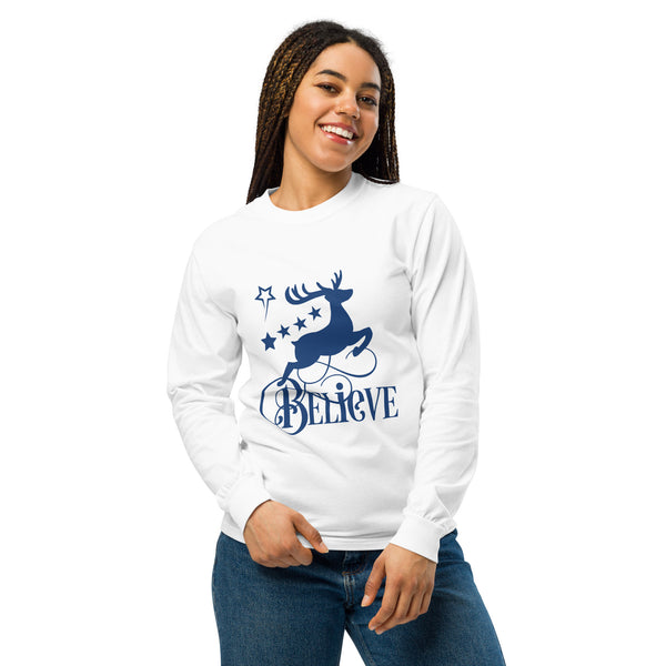 Festive Elegance - The 'Believe' Reindeer Shirt - - T-shirts