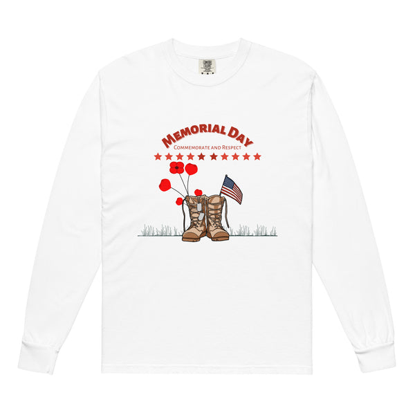 Commemorate & Respect – Memorial Day Tribute Shirt - White - Long Sleeve T-shirts