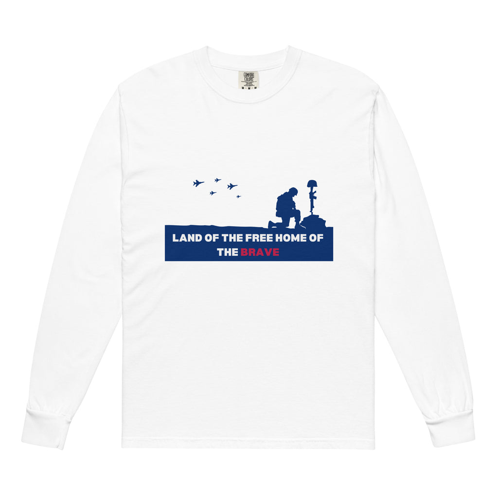 Land of the Free, Home of the Brave - Memorial Day Tribute Shirt - White - Long Sleeve T-shirts